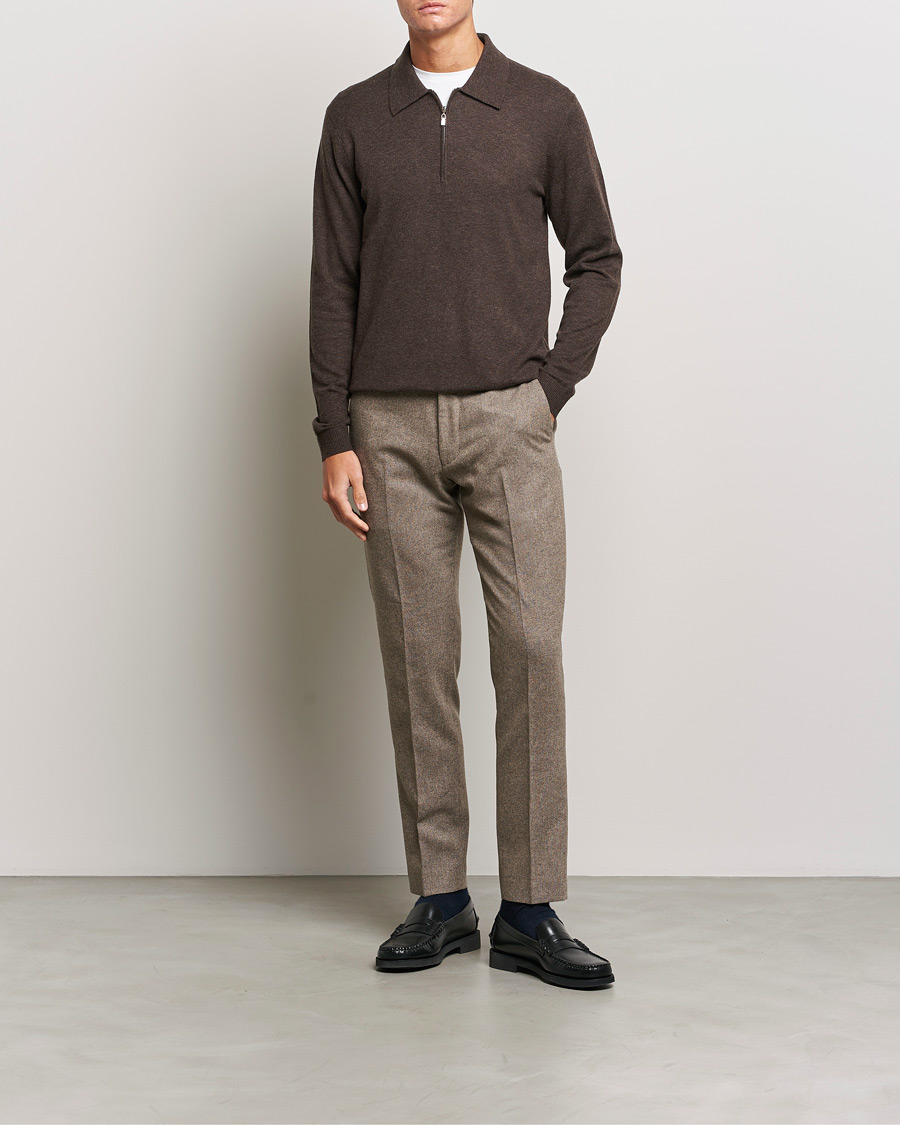 Herren | Pullover | Tiger of Sweden | Orbit Half Zip Merino Coffee