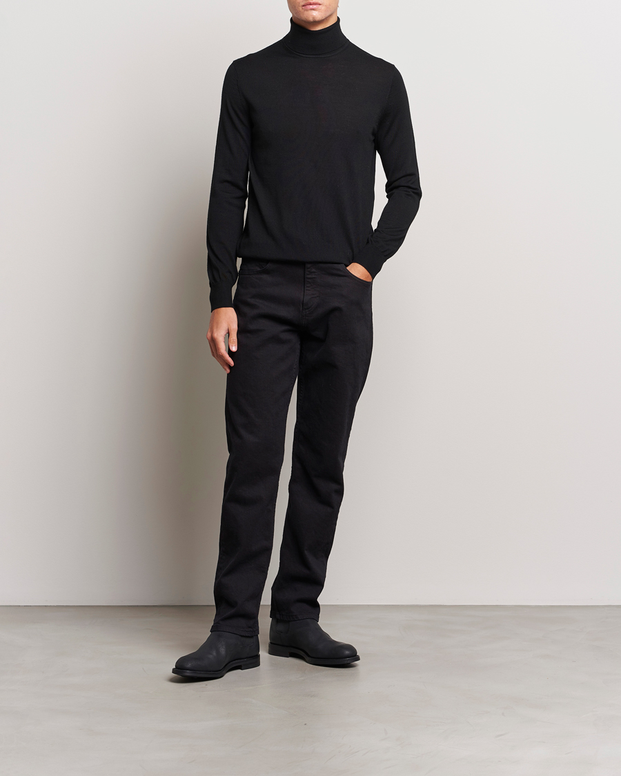Herren | Pullover | Tiger of Sweden | Nevile Extra Fine Merino Polo Black