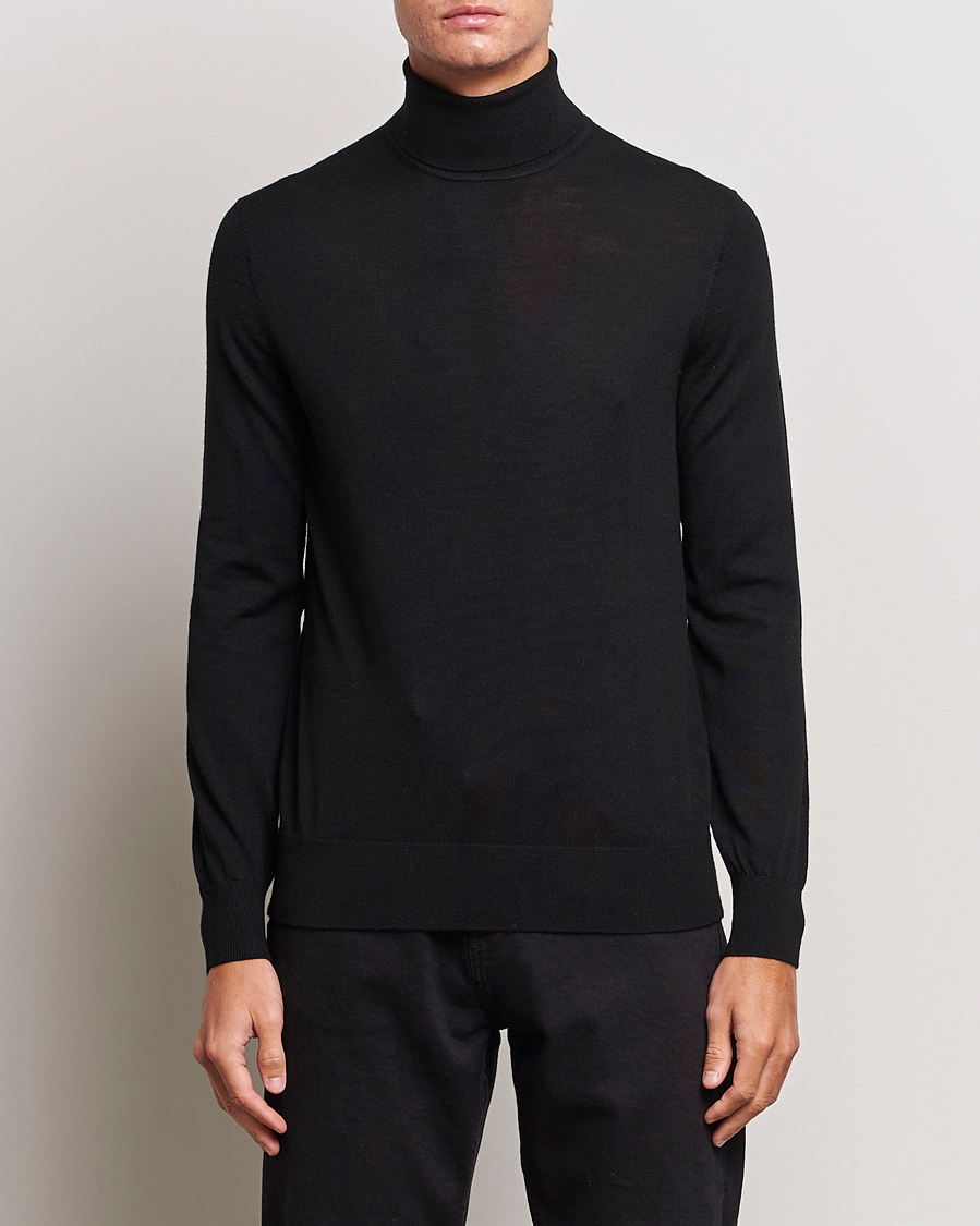 Herren | Pullover | Tiger of Sweden | Nevile Extra Fine Merino Polo Black