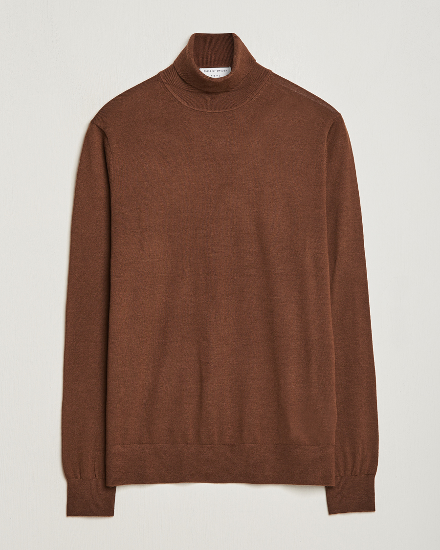 Herren | Pullover | Tiger of Sweden | Nevile Extra Fine Merino Polo Golden Copper