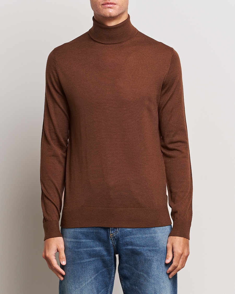 Herren | Pullover | Tiger of Sweden | Nevile Extra Fine Merino Polo Golden Copper