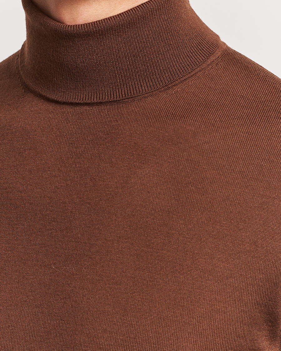 Herren | Pullover | Tiger of Sweden | Nevile Extra Fine Merino Polo Golden Copper