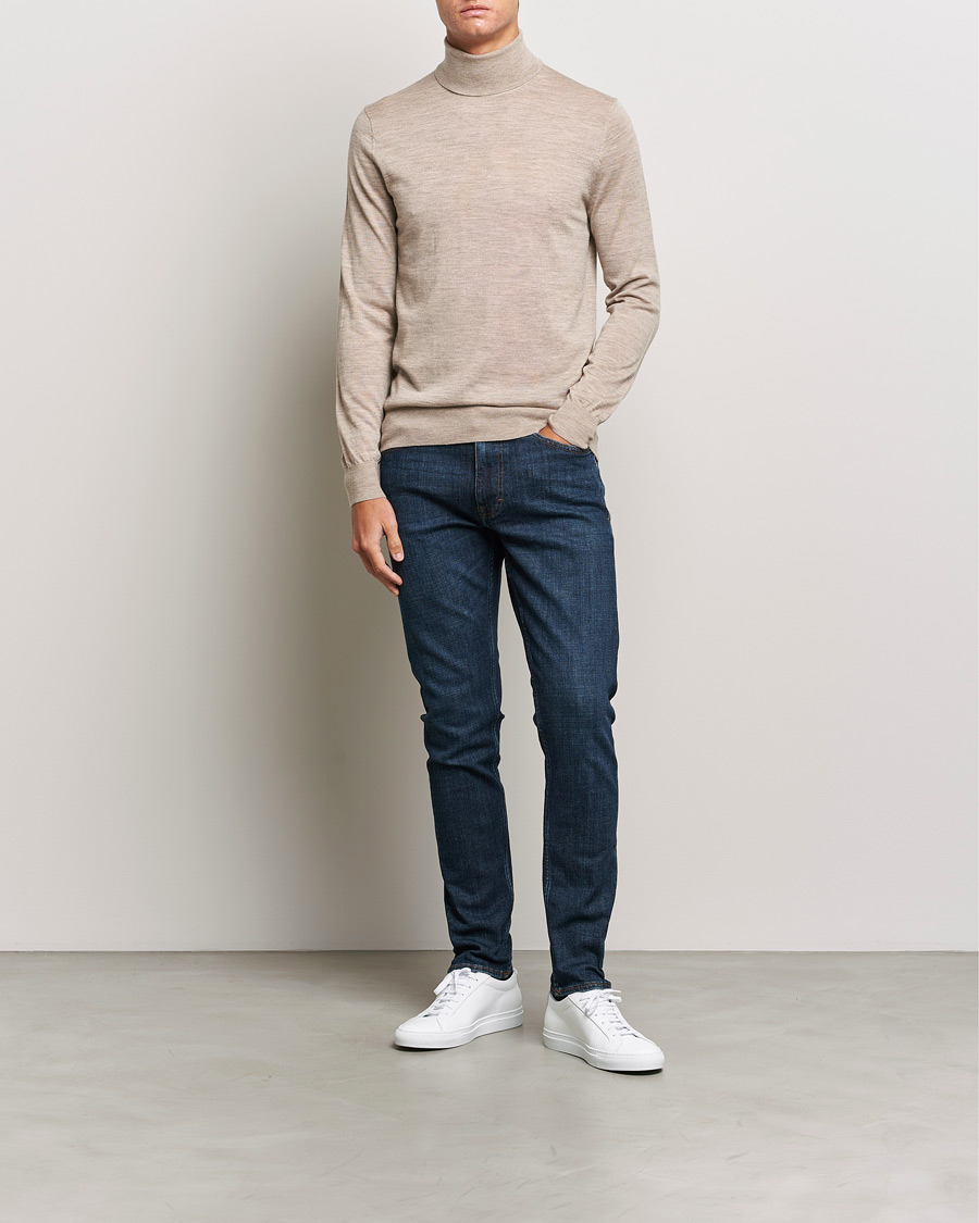 Herren | Pullover | Tiger of Sweden | Nevile Extra Fine Merino Polo Beige Melange