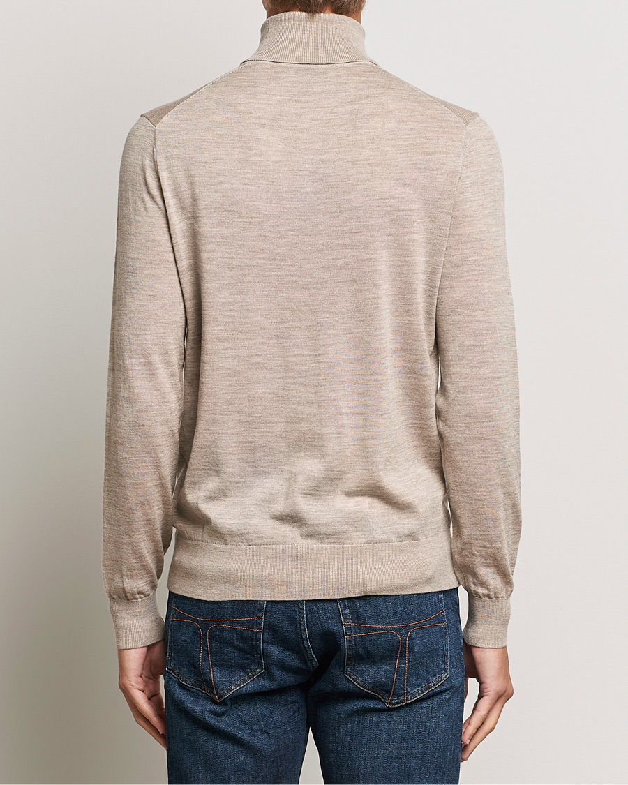Herren | Pullover | Tiger of Sweden | Nevile Extra Fine Merino Polo Beige Melange