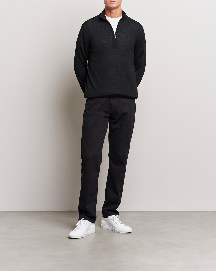 Herren | Pullover | Tiger of Sweden | Errol Merino Half Zip Black