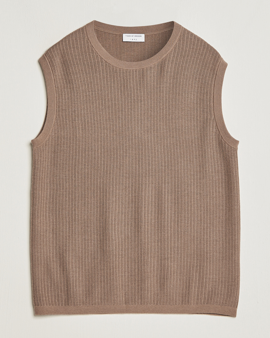 Herren | Pullover | Tiger of Sweden | Vessler Merino Vest Olive Grey
