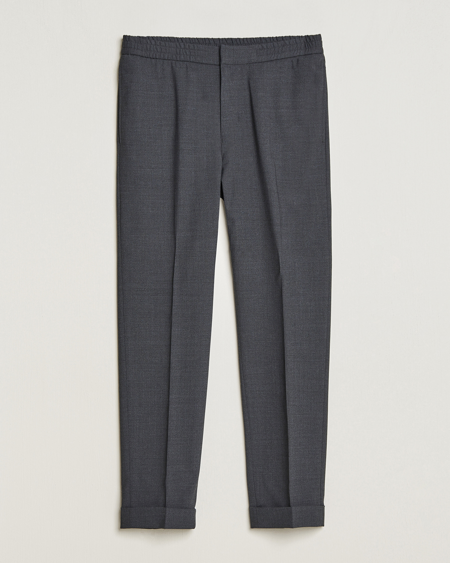 Herren | Hosen | Tiger of Sweden | Taven Drawstring Wool Trousers Dark Grey Melange