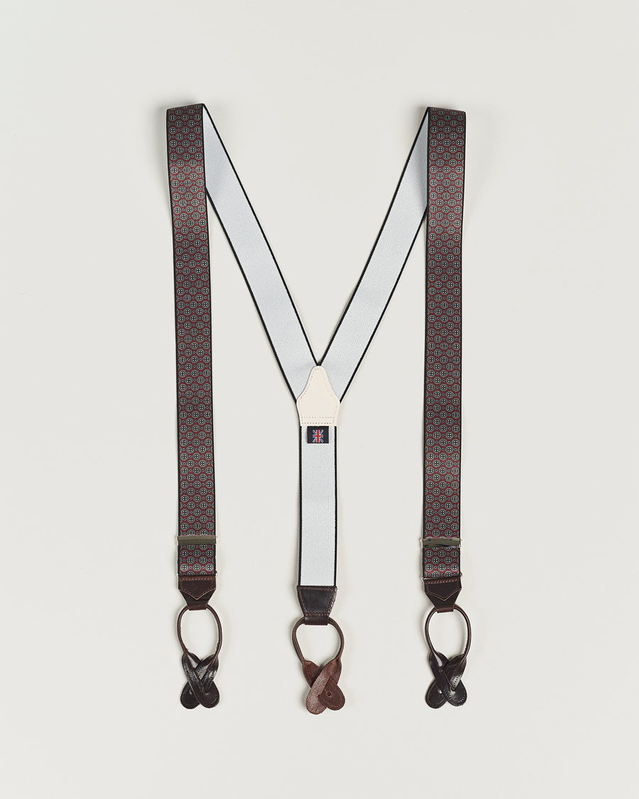 Herren | Albert Thurston Elastic Medallion Printed Braces 35mm Wine | Albert Thurston | Elastic Medallion Printed Braces 35mm Wine