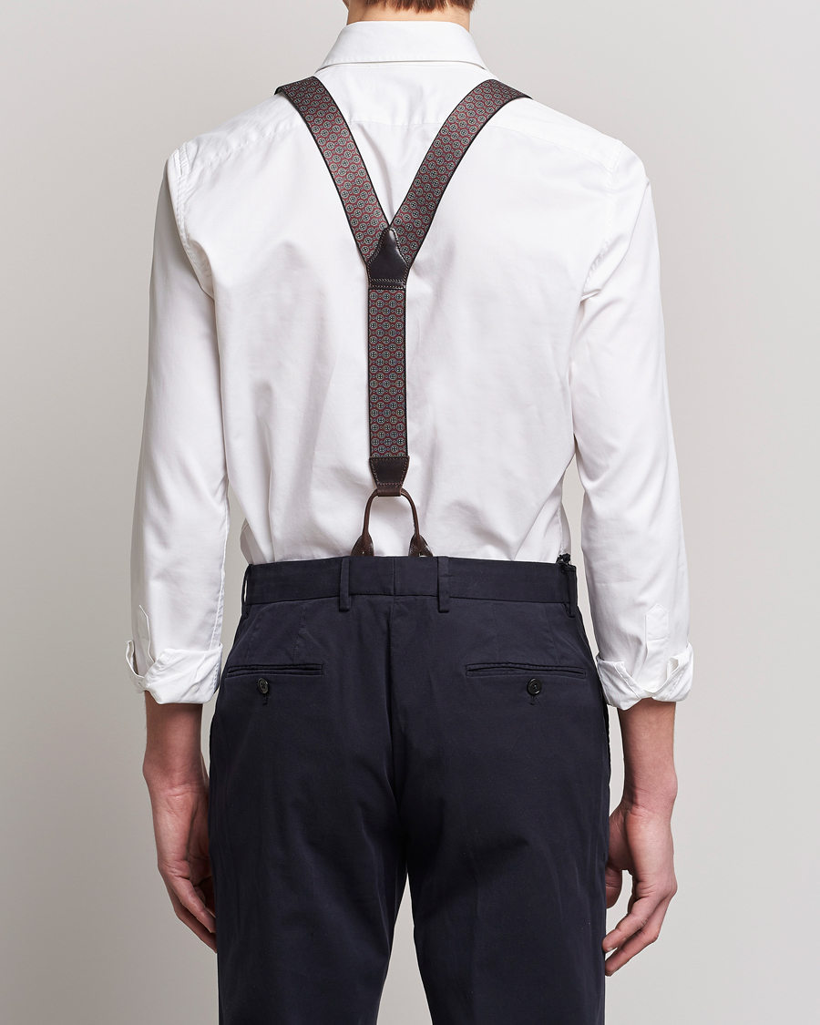 Herren | Albert Thurston Elastic Medallion Printed Braces 35mm Wine | Albert Thurston | Elastic Medallion Printed Braces 35mm Wine