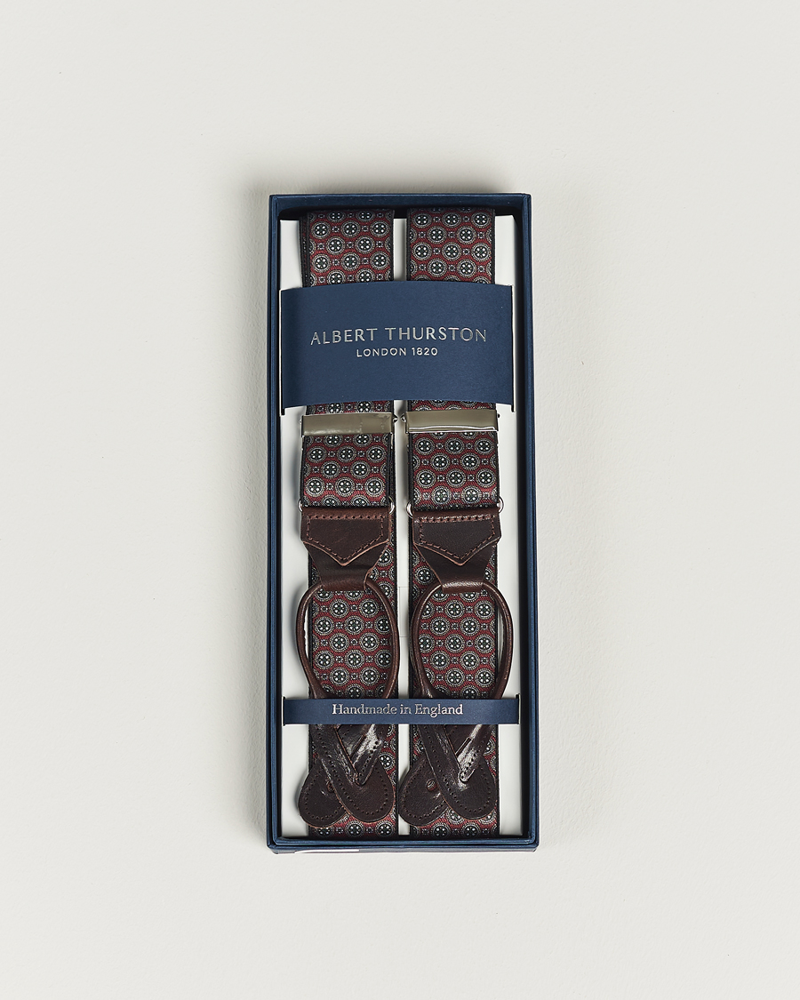 Herren | Albert Thurston Elastic Medallion Printed Braces 35mm Wine | Albert Thurston | Elastic Medallion Printed Braces 35mm Wine