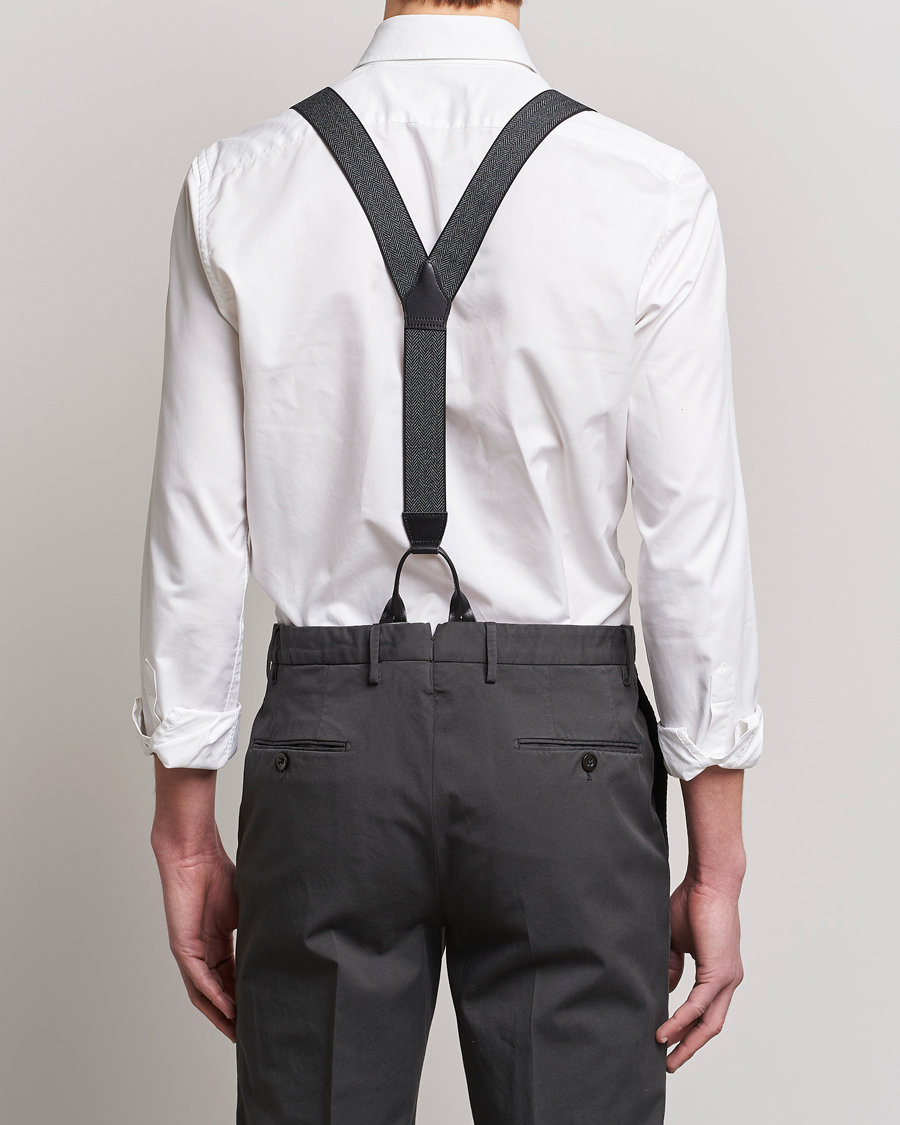 Herren | Hosenträger | Albert Thurston | Elastic Herringbone Braces 35mm Grey