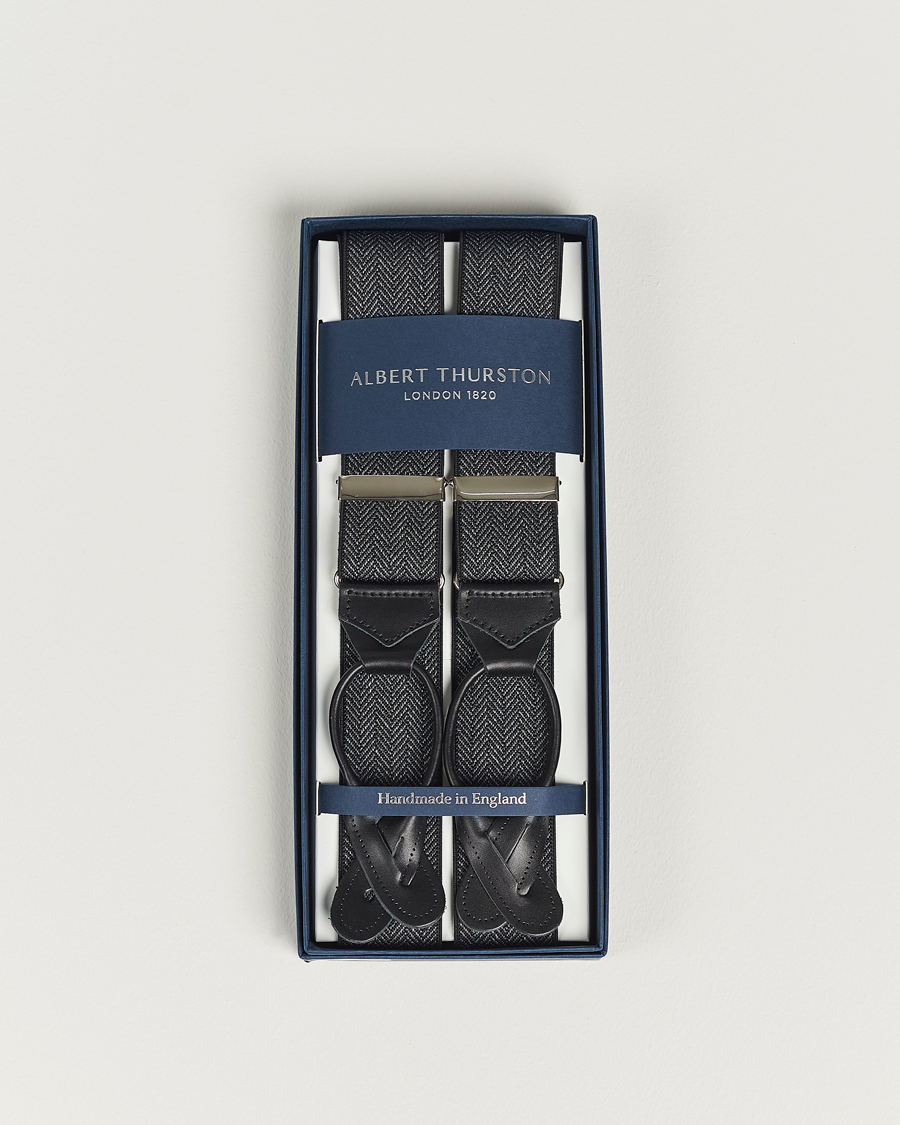 Herren | Hosenträger | Albert Thurston | Elastic Herringbone Braces 35mm Grey