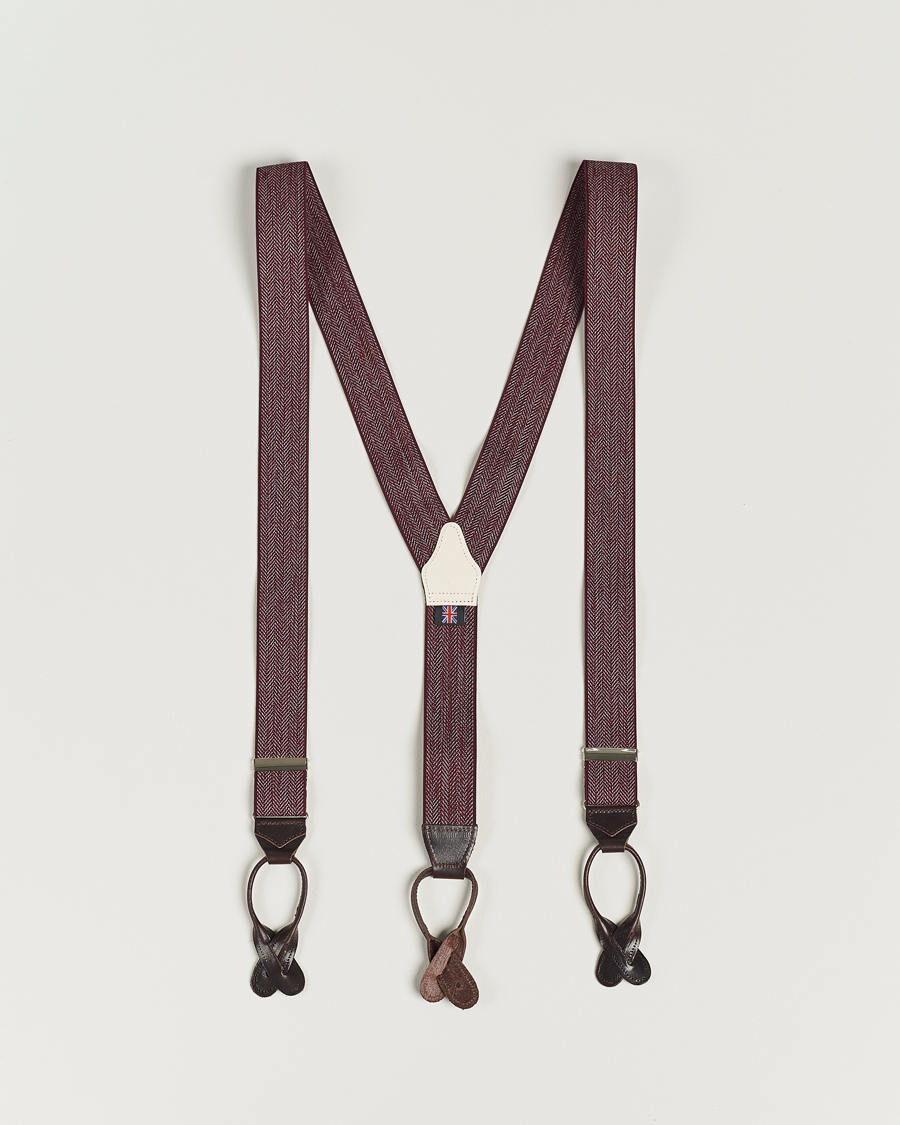 Herren | Albert Thurston Elastic Herringbone Braces 35mm Wine | Albert Thurston | Elastic Herringbone Braces 35mm Wine