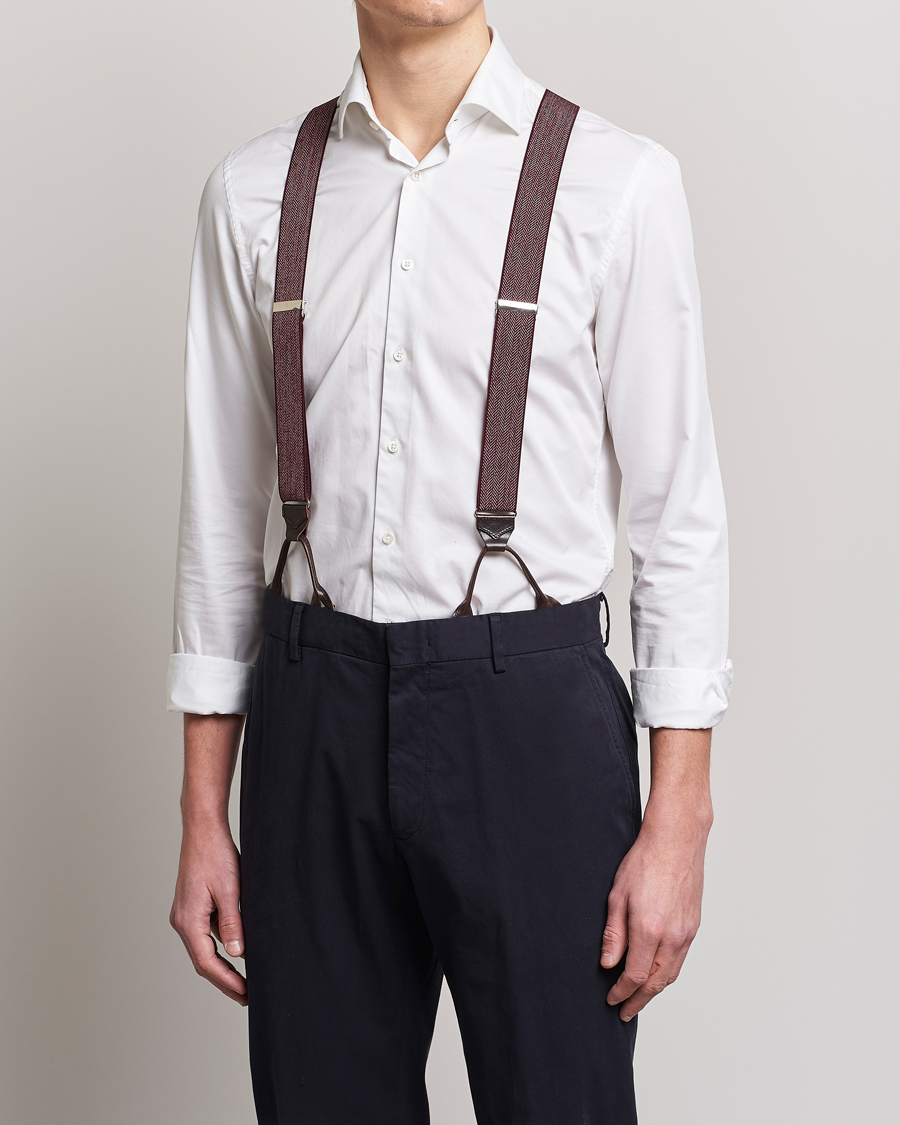 Herren | Albert Thurston Elastic Herringbone Braces 35mm Wine | Albert Thurston | Elastic Herringbone Braces 35mm Wine