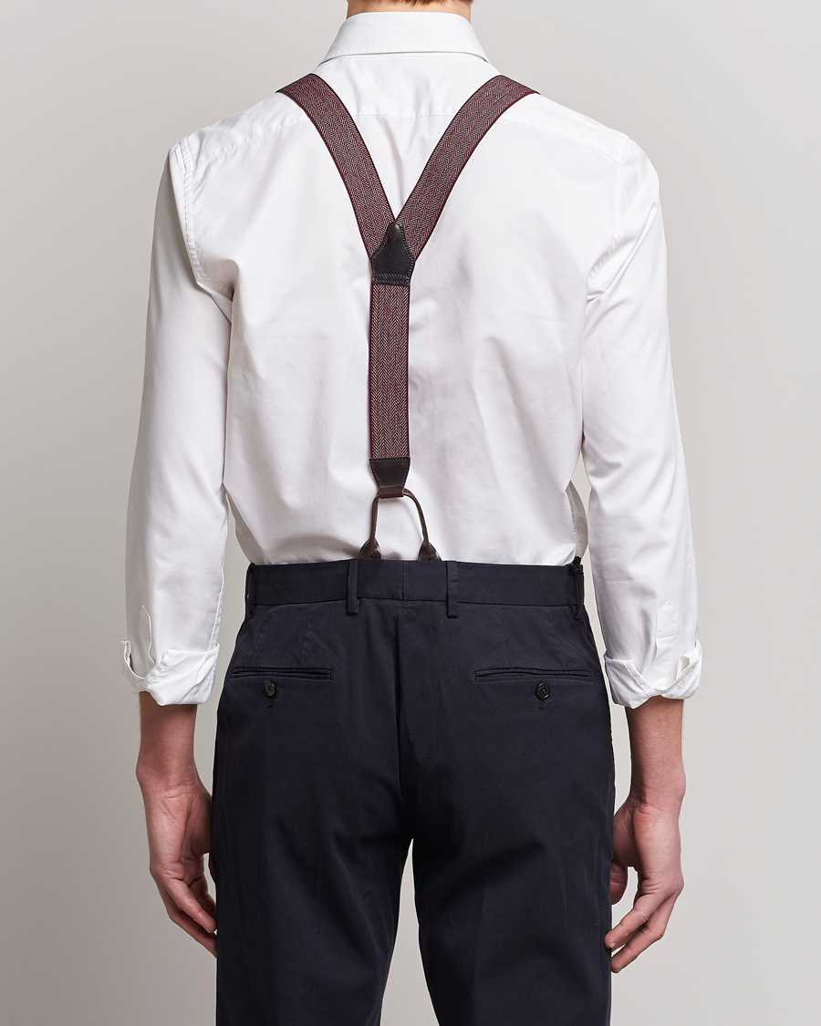 Herren | Albert Thurston Elastic Herringbone Braces 35mm Wine | Albert Thurston | Elastic Herringbone Braces 35mm Wine