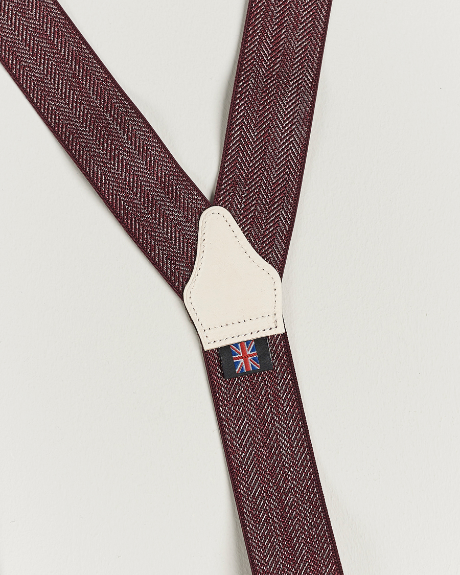 Herren | Albert Thurston Elastic Herringbone Braces 35mm Wine | Albert Thurston | Elastic Herringbone Braces 35mm Wine