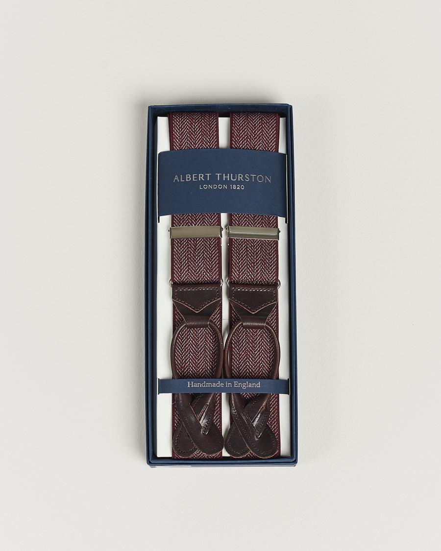 Herren | Albert Thurston Elastic Herringbone Braces 35mm Wine | Albert Thurston | Elastic Herringbone Braces 35mm Wine