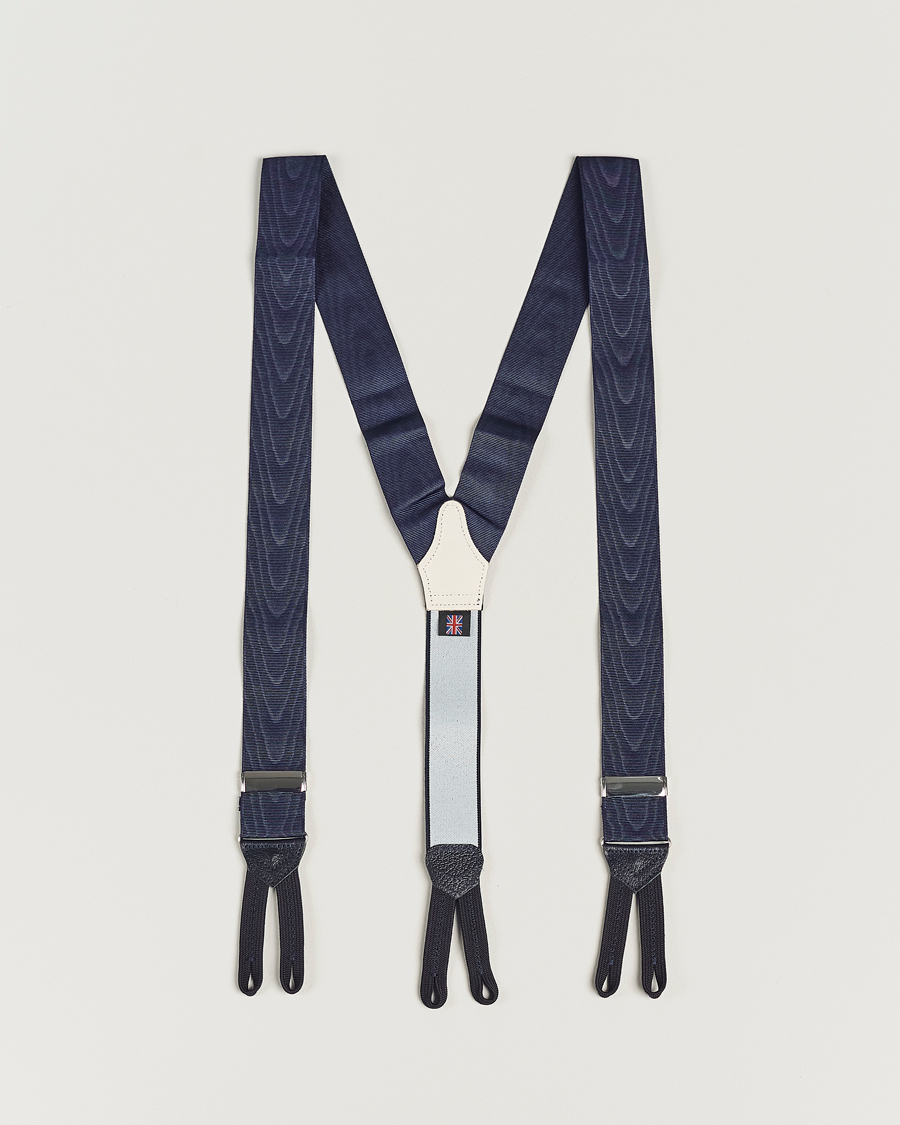 Herren | Albert Thurston Moiré Braces 40mm Navy | Albert Thurston | Moiré Braces 40mm Navy