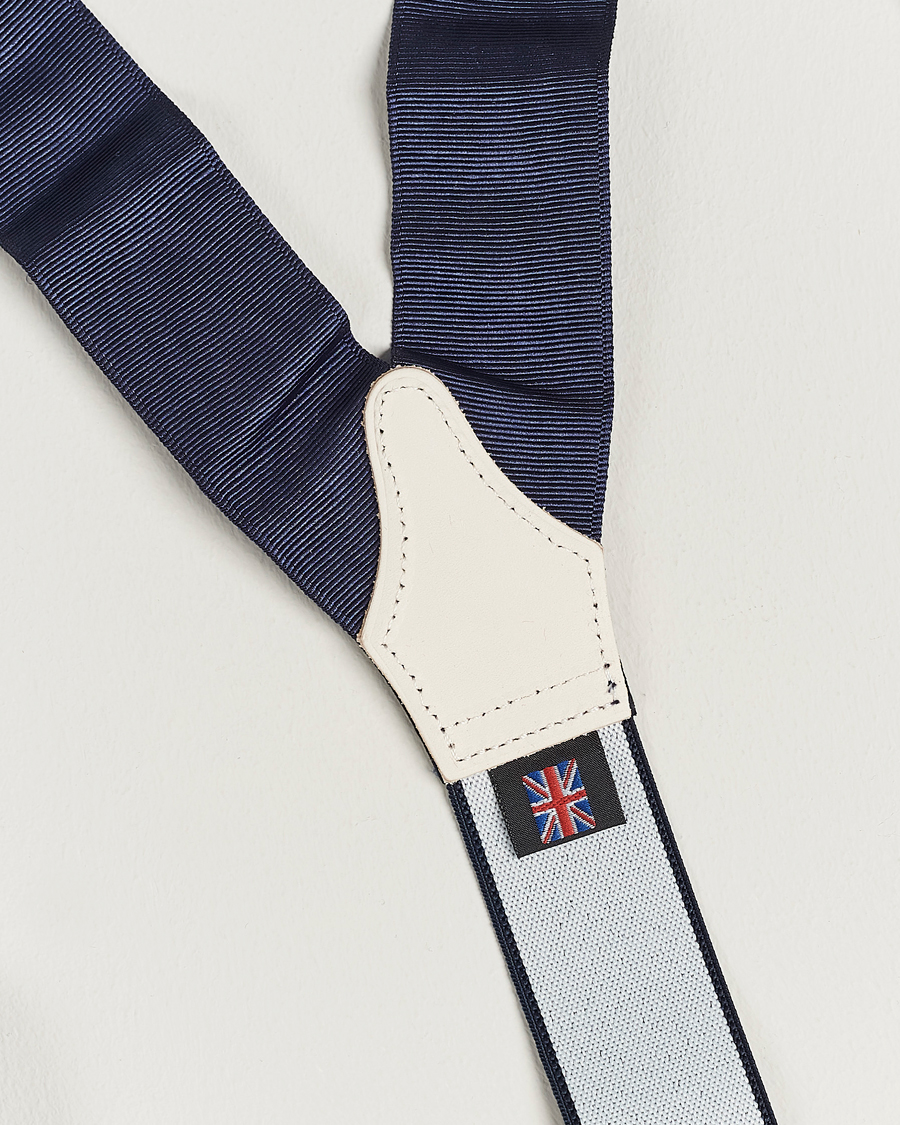Herren | Albert Thurston Moiré Braces 40mm Navy | Albert Thurston | Moiré Braces 40mm Navy