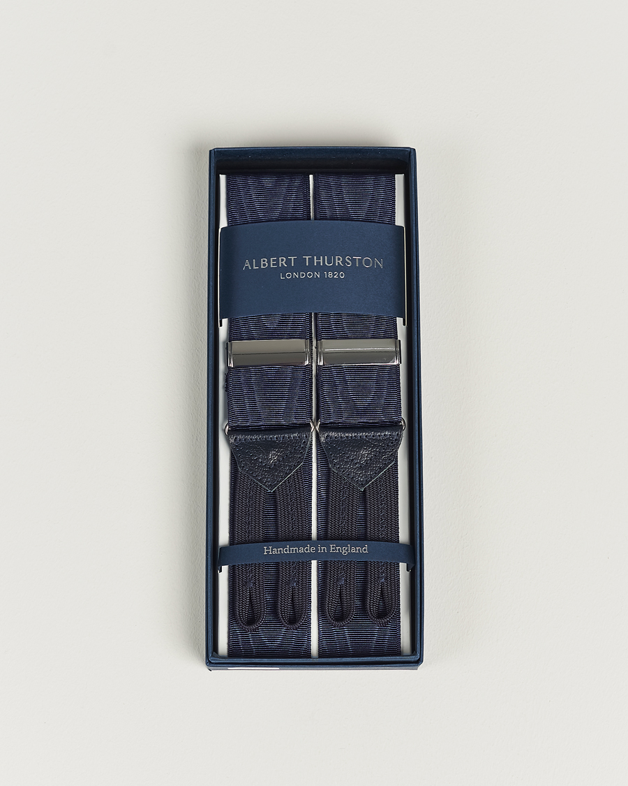 Herren | Albert Thurston Moiré Braces 40mm Navy | Albert Thurston | Moiré Braces 40mm Navy