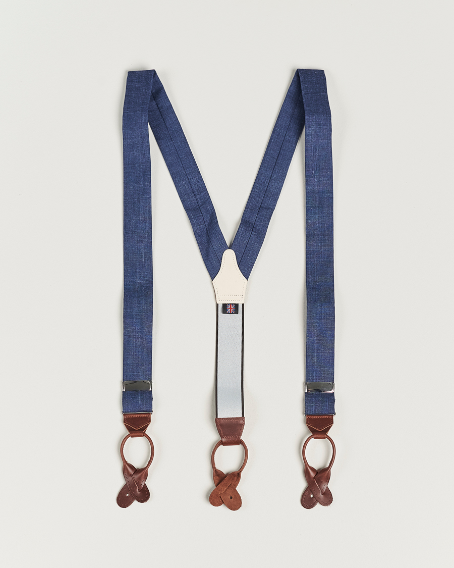 Herren | Albert Thurston Linen Braces Blue | Albert Thurston | Linen Braces Blue