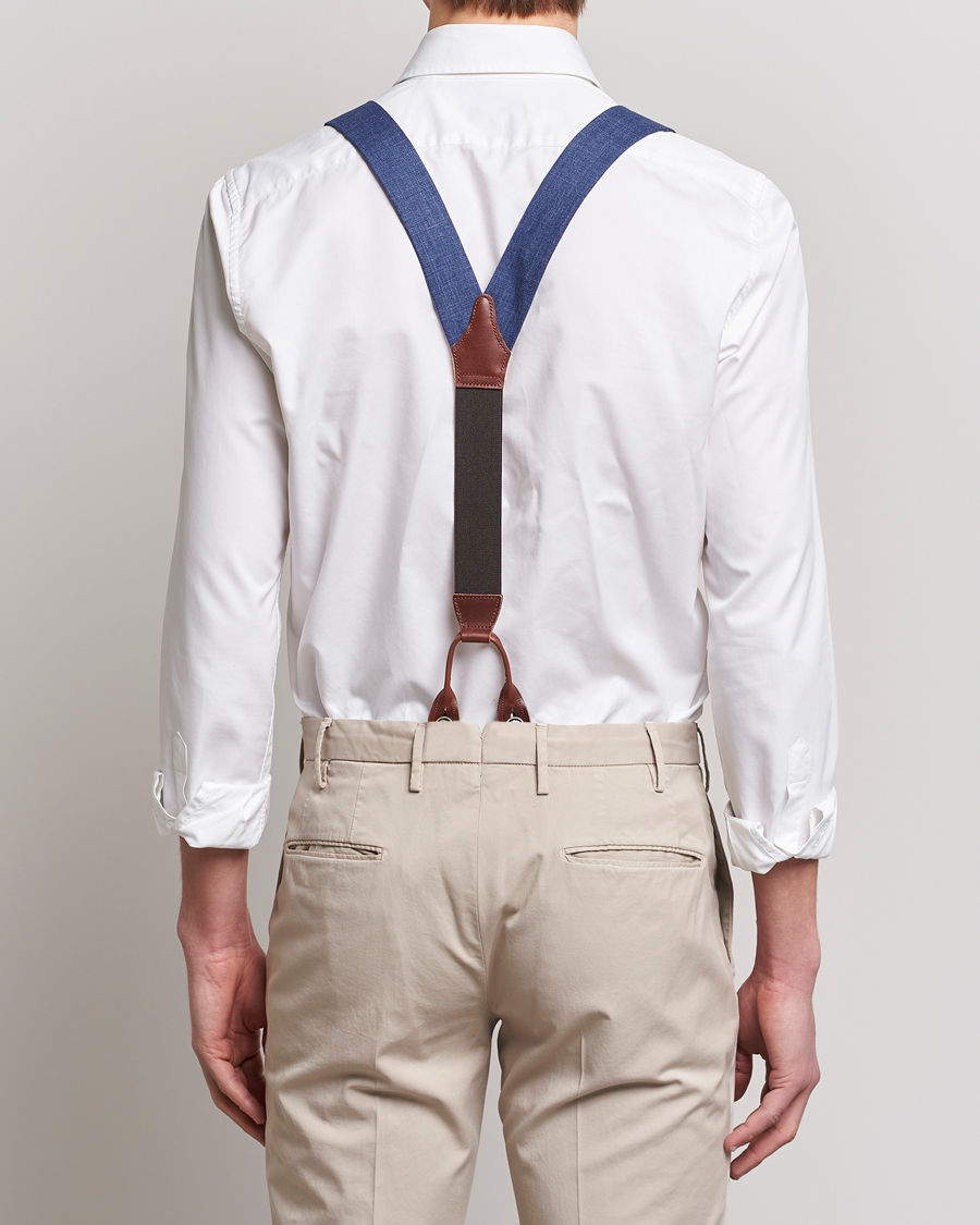 Herren | Albert Thurston Linen Braces Blue | Albert Thurston | Linen Braces Blue