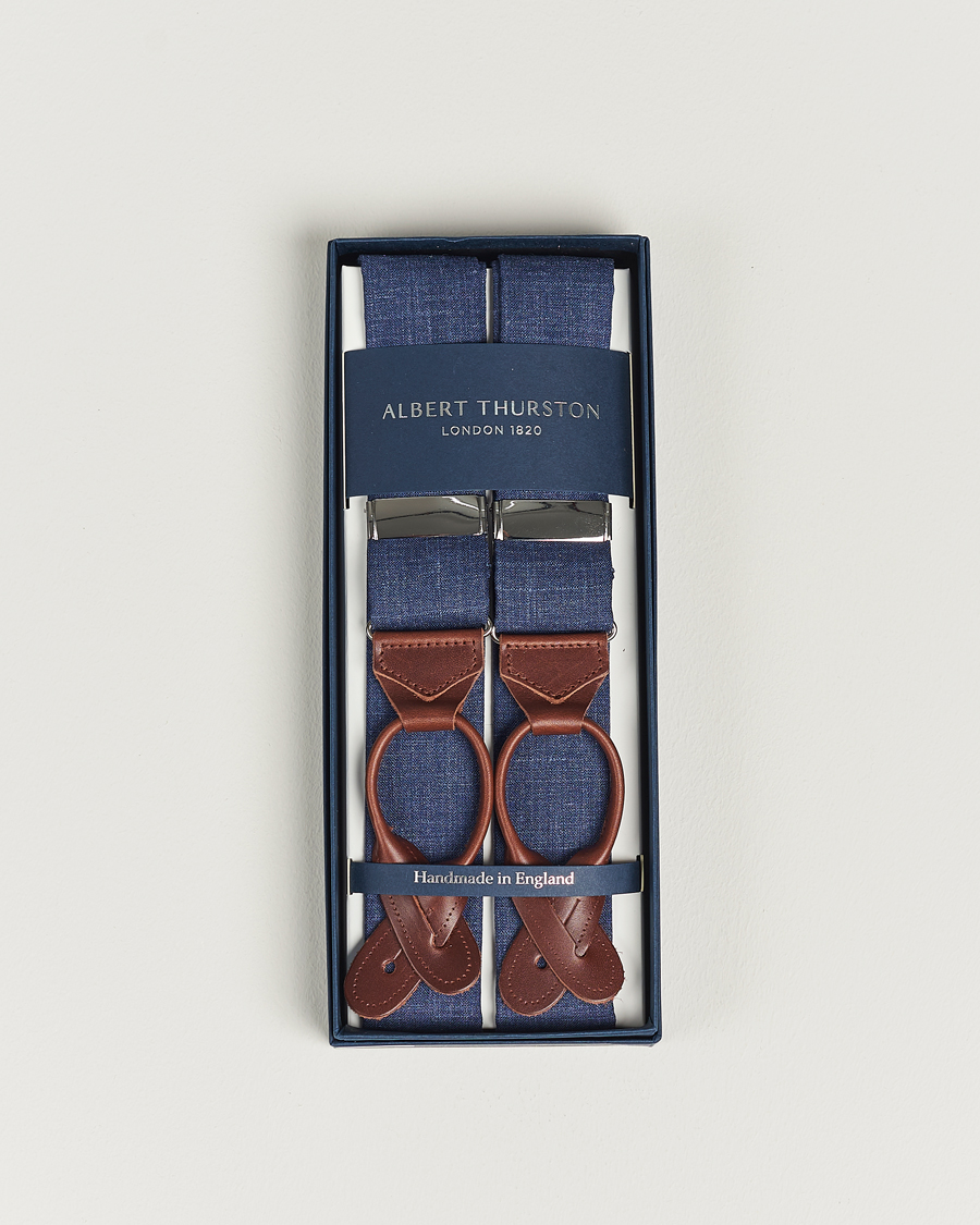 Herren | Albert Thurston Linen Braces Blue | Albert Thurston | Linen Braces Blue