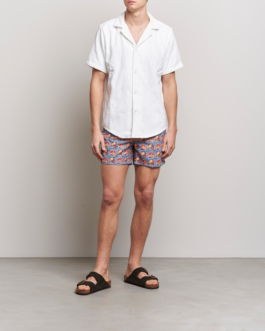 Herren | Badehosen | Ripa Ripa | Printed Swimshorts Orange/Light Blue