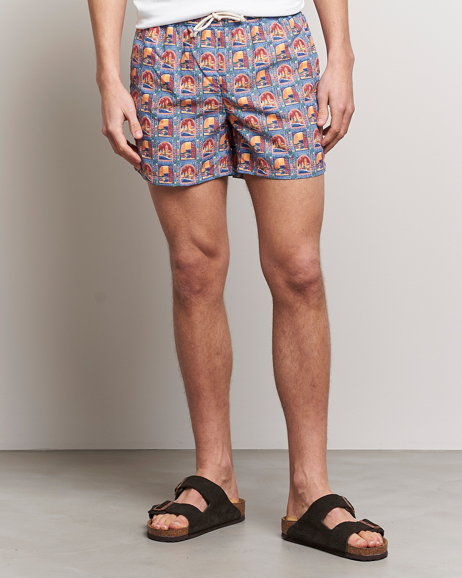 Herren | Badehosen | Ripa Ripa | Printed Swimshorts Orange/Light Blue