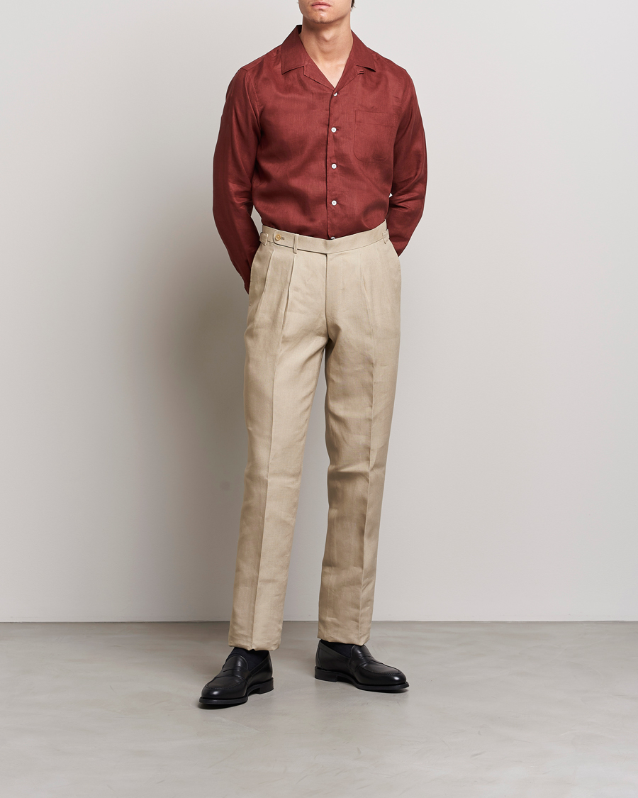 Herren | Hemden | Beams F | Relaxed Linen Shirt Brick