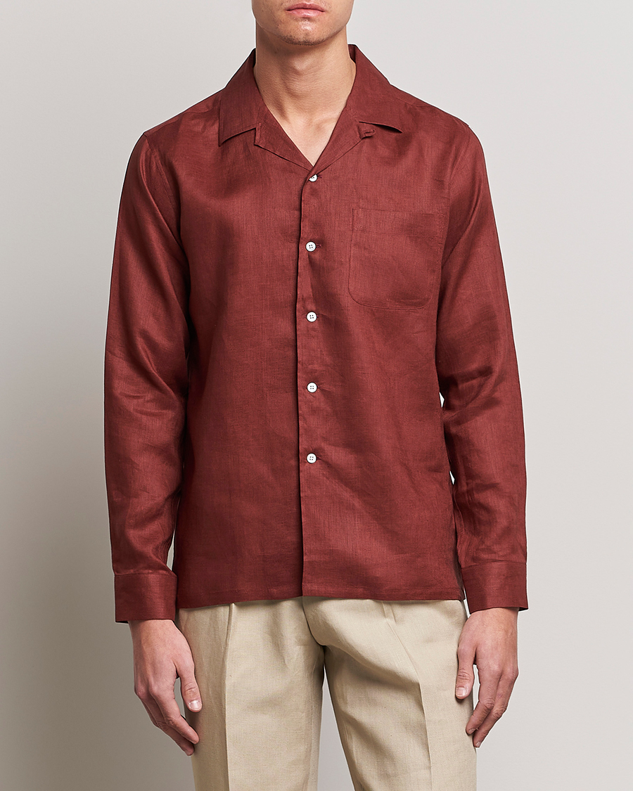 Herren | Hemden | Beams F | Relaxed Linen Shirt Brick