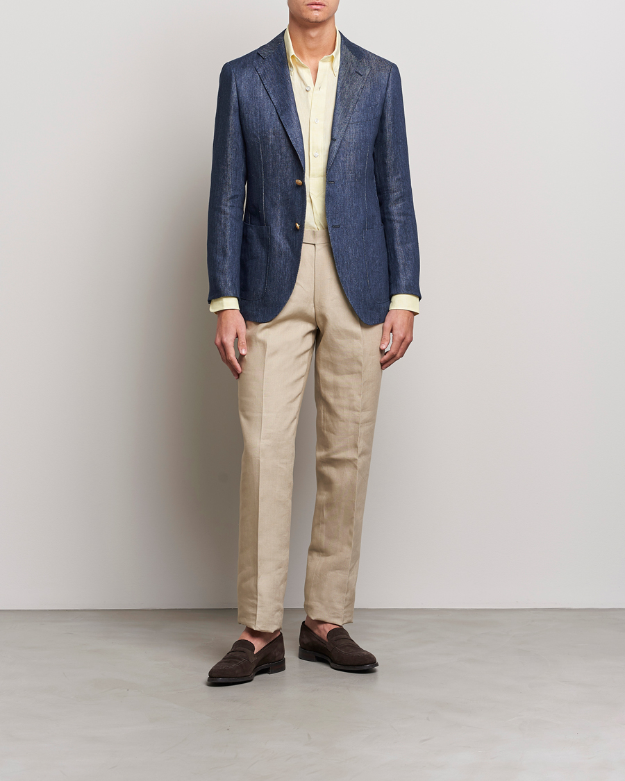 Herren | Sakkos | Beams F | Patch Pocket Linen Blazer Indigo
