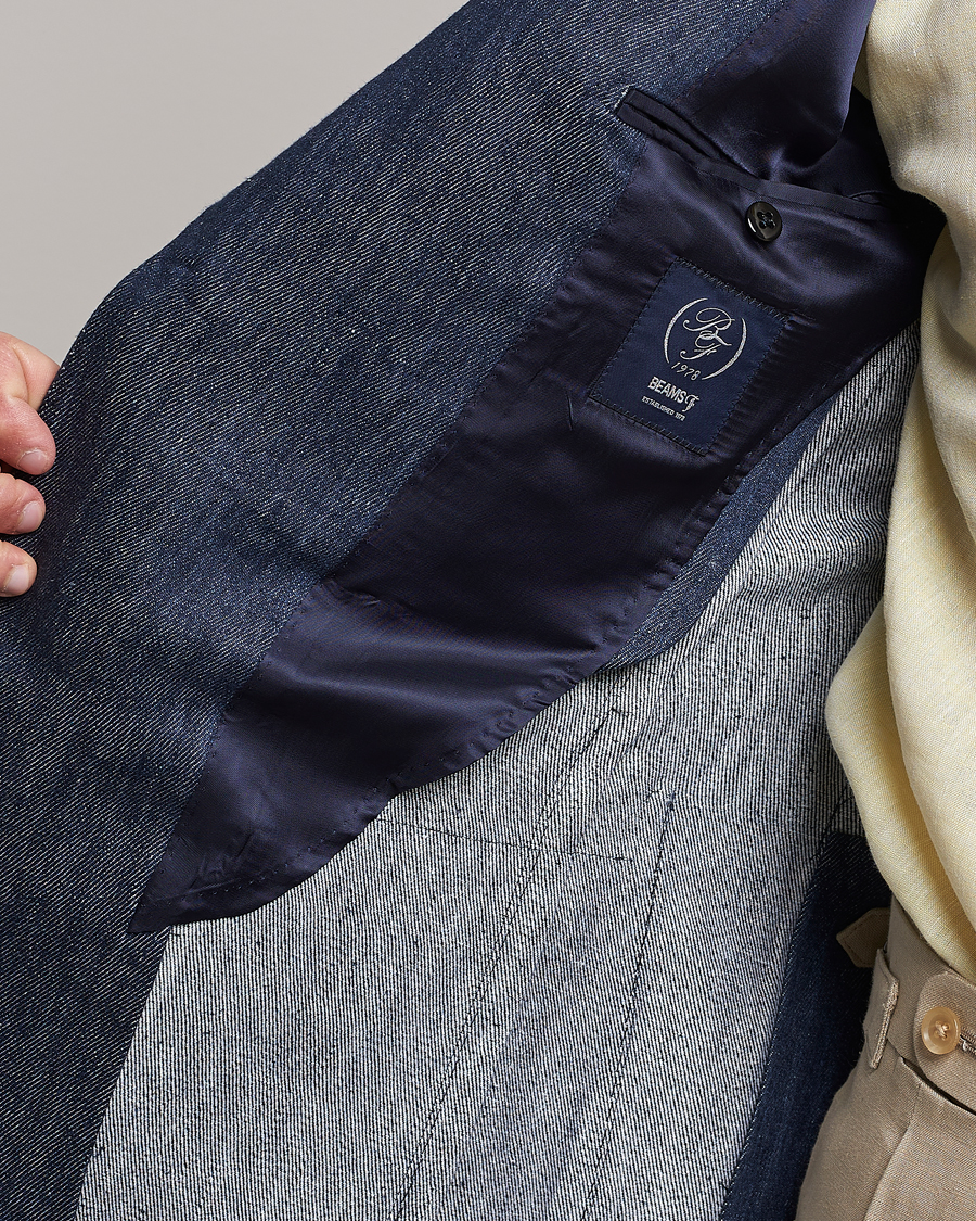 Herren | Sakkos | Beams F | Patch Pocket Linen Blazer Indigo