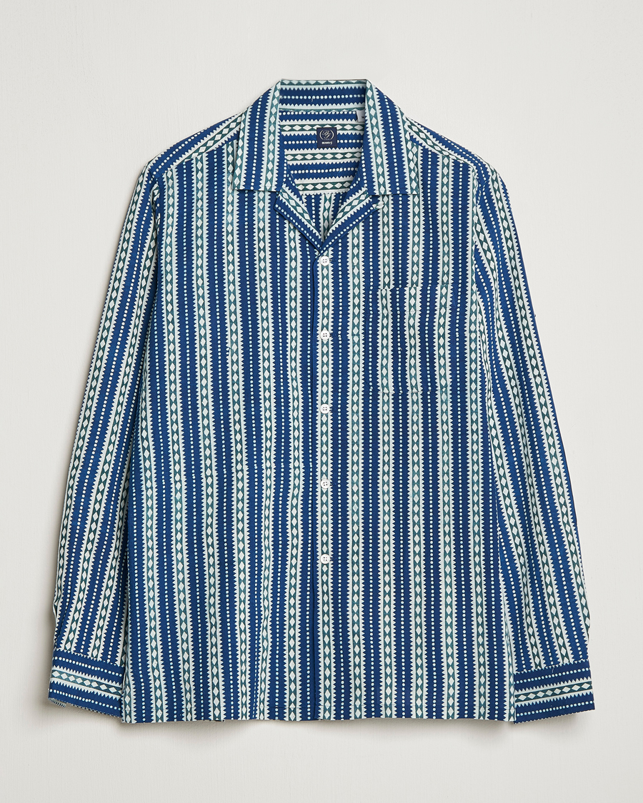 Herren | Hemden | Beams F | Relaxed Cotton Shirt Blue Stripes
