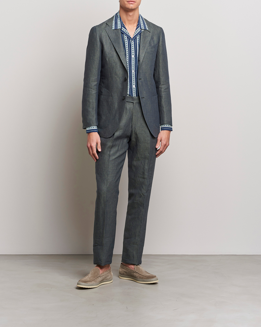 Herren | Sakkos | Beams F | Patch Pocket Linen Blazer Petroleum Blue