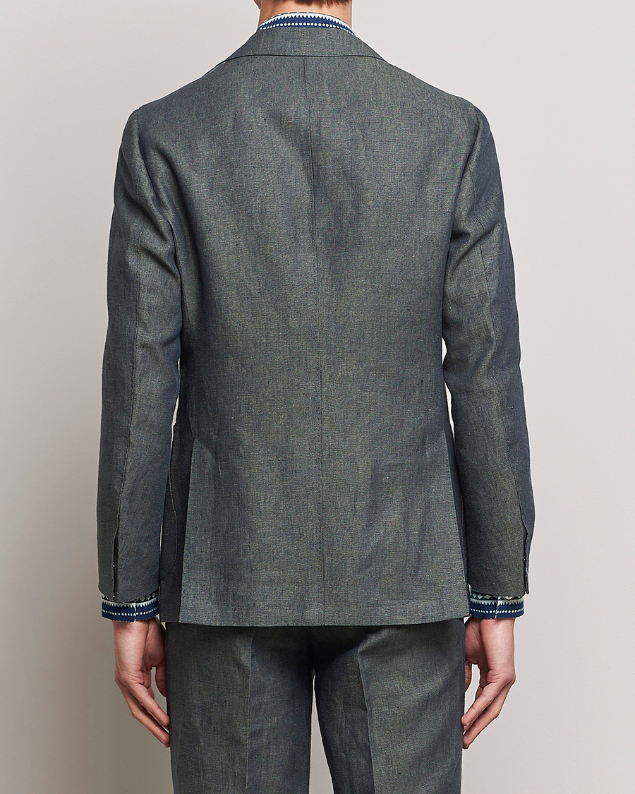Herren | Sakkos | Beams F | Patch Pocket Linen Blazer Petroleum Blue
