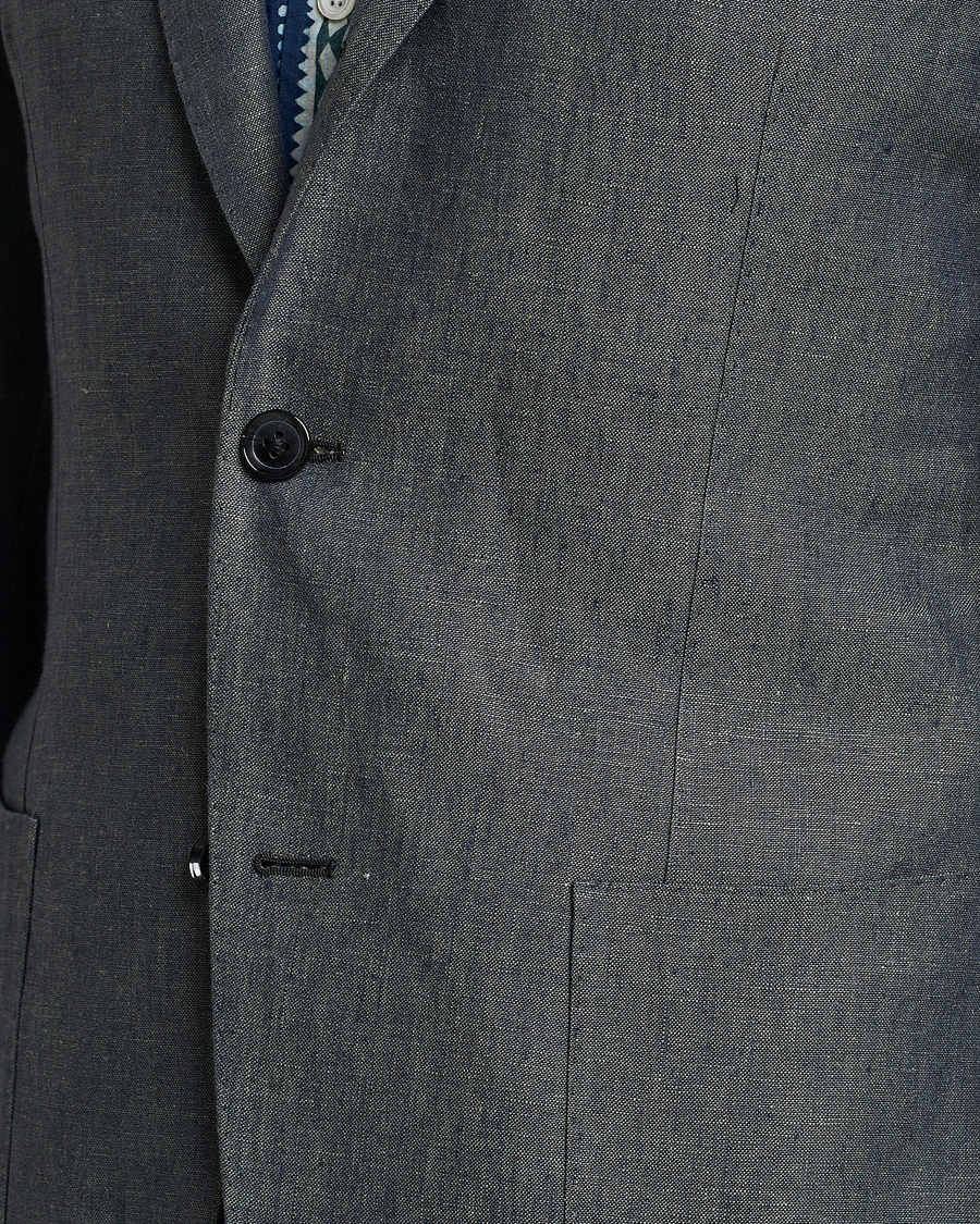 Herren | Sakkos | Beams F | Patch Pocket Linen Blazer Petroleum Blue