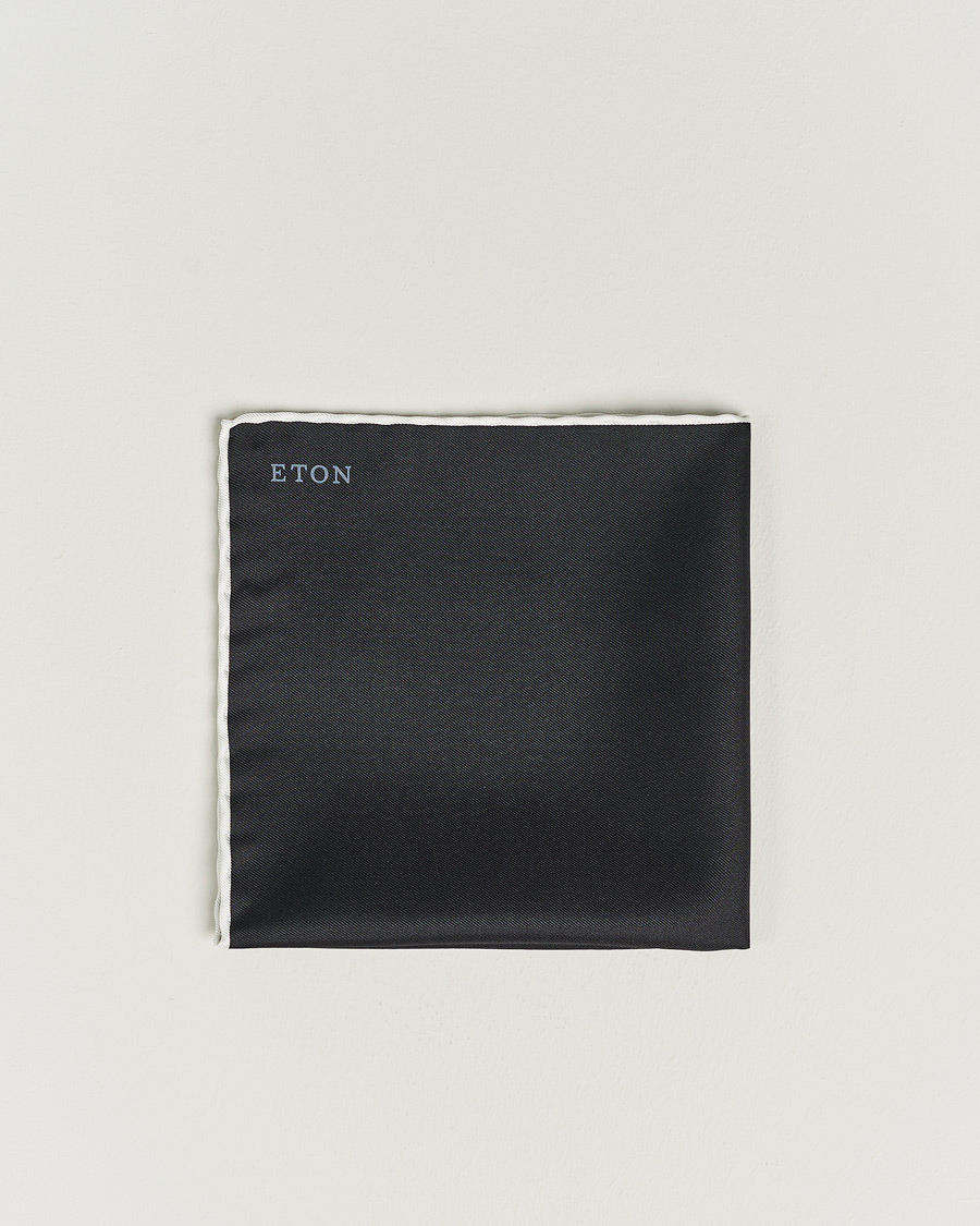 Herren | Eton Silk Pocket Square Black | Eton | Silk Pocket Square Black
