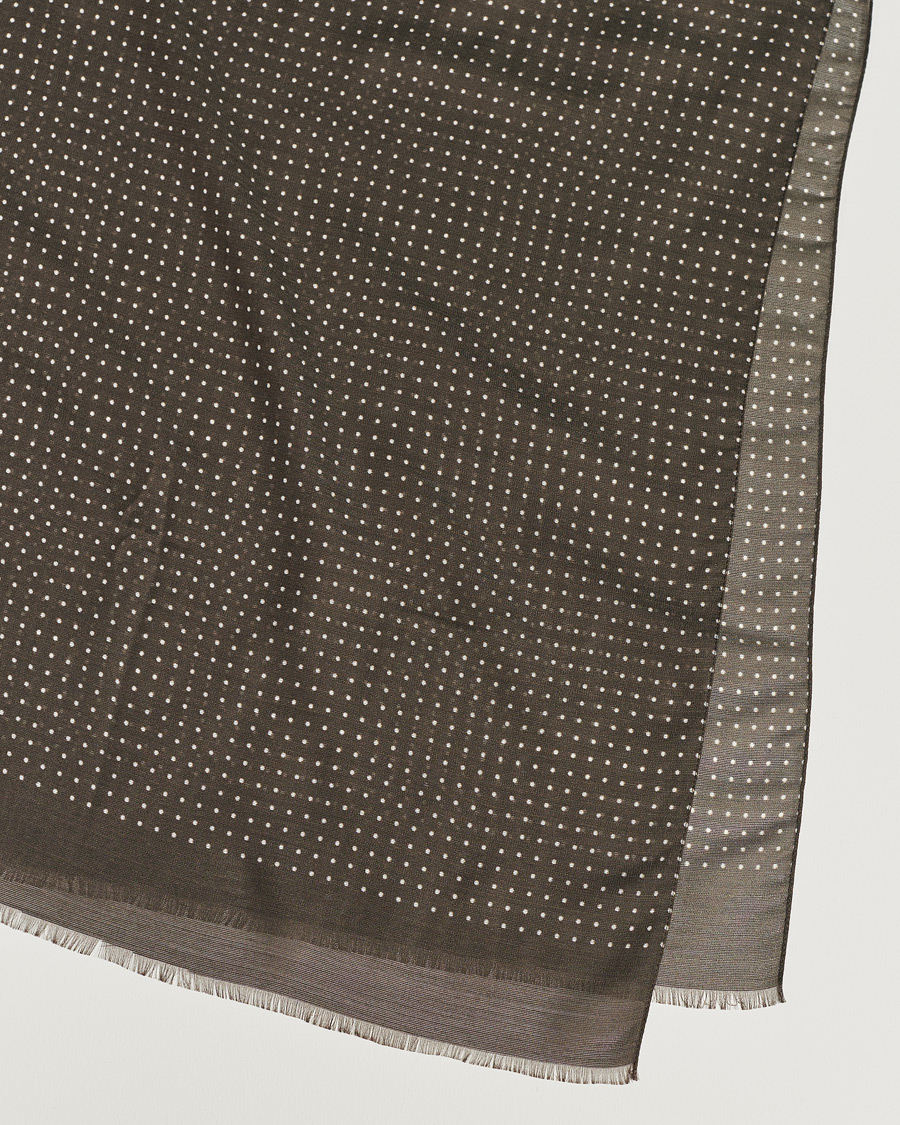 Herren | Eton Silk Wool Polka Dot Scarf Brown | Eton | Silk Wool Polka Dot Scarf Brown