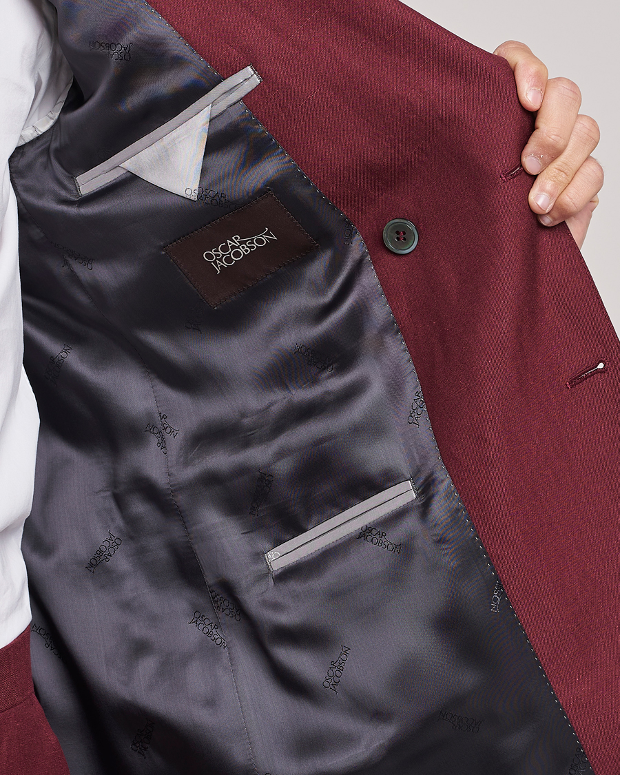 Herren | Sakkos | Oscar Jacobson | Farris Double Breasted Linen Blazer Moon Red