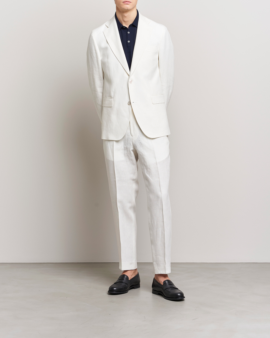 Herren | Sakkos | Oscar Jacobson | Fogerty Linen Blazer White