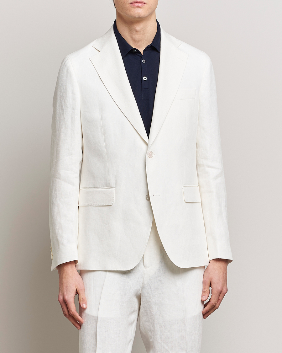 Herren | Sakkos | Oscar Jacobson | Fogerty Linen Blazer White