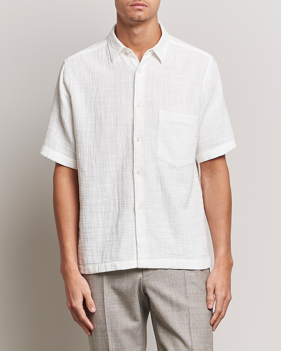 Herren | Hemden | Oscar Jacobson | Regular Fit City Crepe Linen Shirt Off White