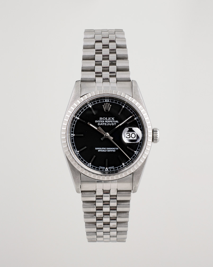 Herren | Pre-Owned & Vintage Watches | Rolex Pre-Owned | Datejust 16220 Oyster Perpetual Black Steel Black