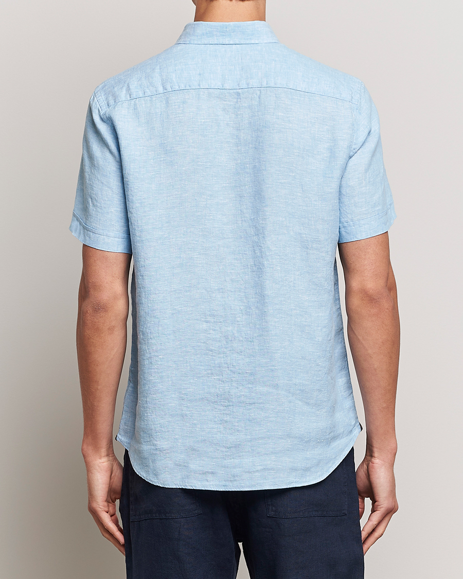 Herren | Hemden | Morris | Douglas Short Sleeve Linen Shirt Light Blue