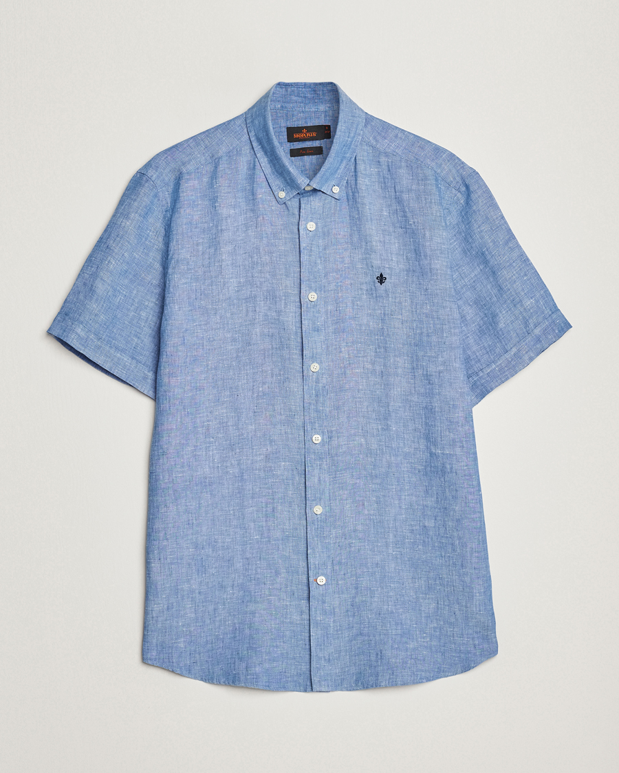 Herren | Hemden | Morris | Douglas Linen Short Sleeve Shirt Blue