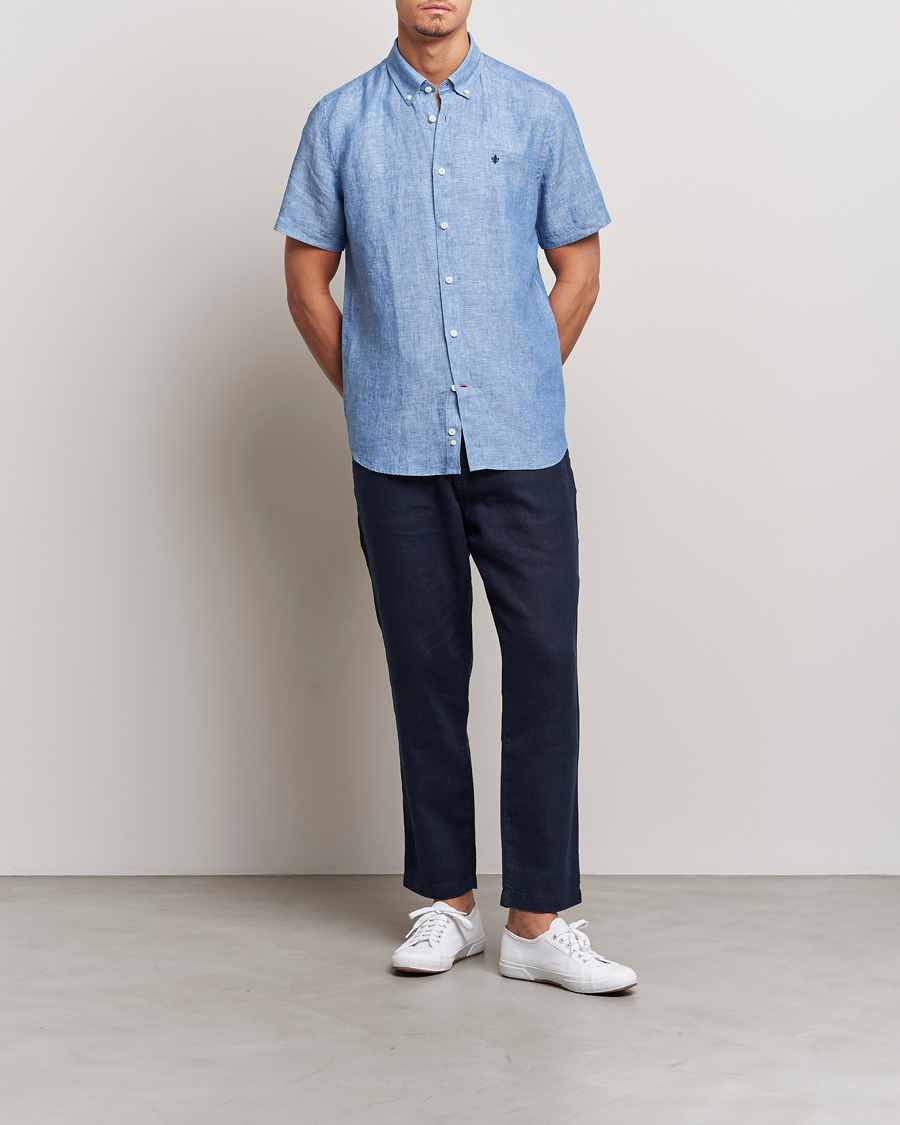 Herren | Hemden | Morris | Douglas Linen Short Sleeve Shirt Blue