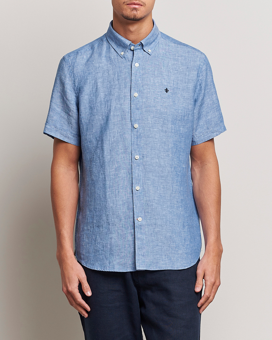 Herren | Hemden | Morris | Douglas Linen Short Sleeve Shirt Blue