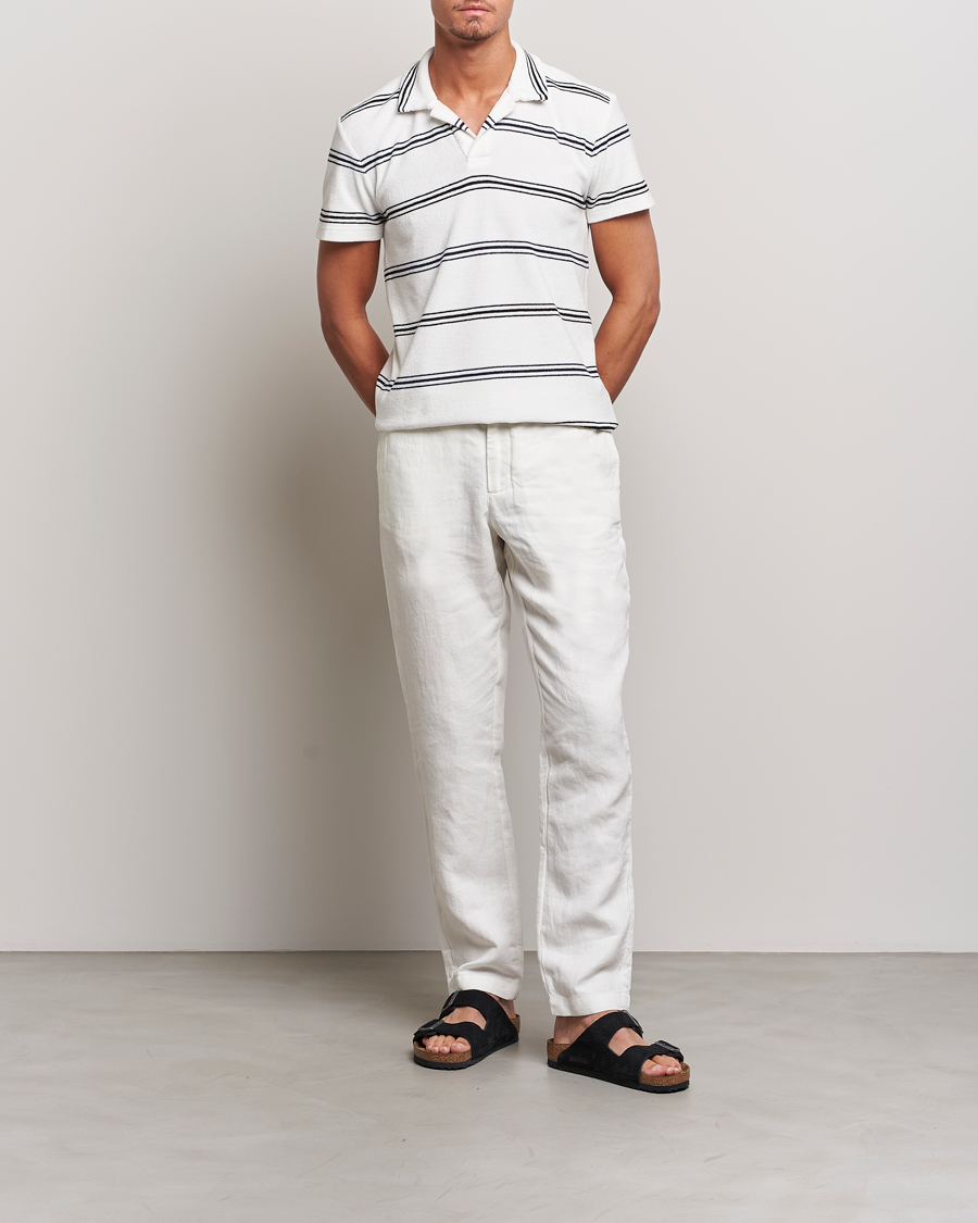 Herren | Poloshirts | Orlebar Brown | Terry Classic Twin Stripe Polo White/Night Iris