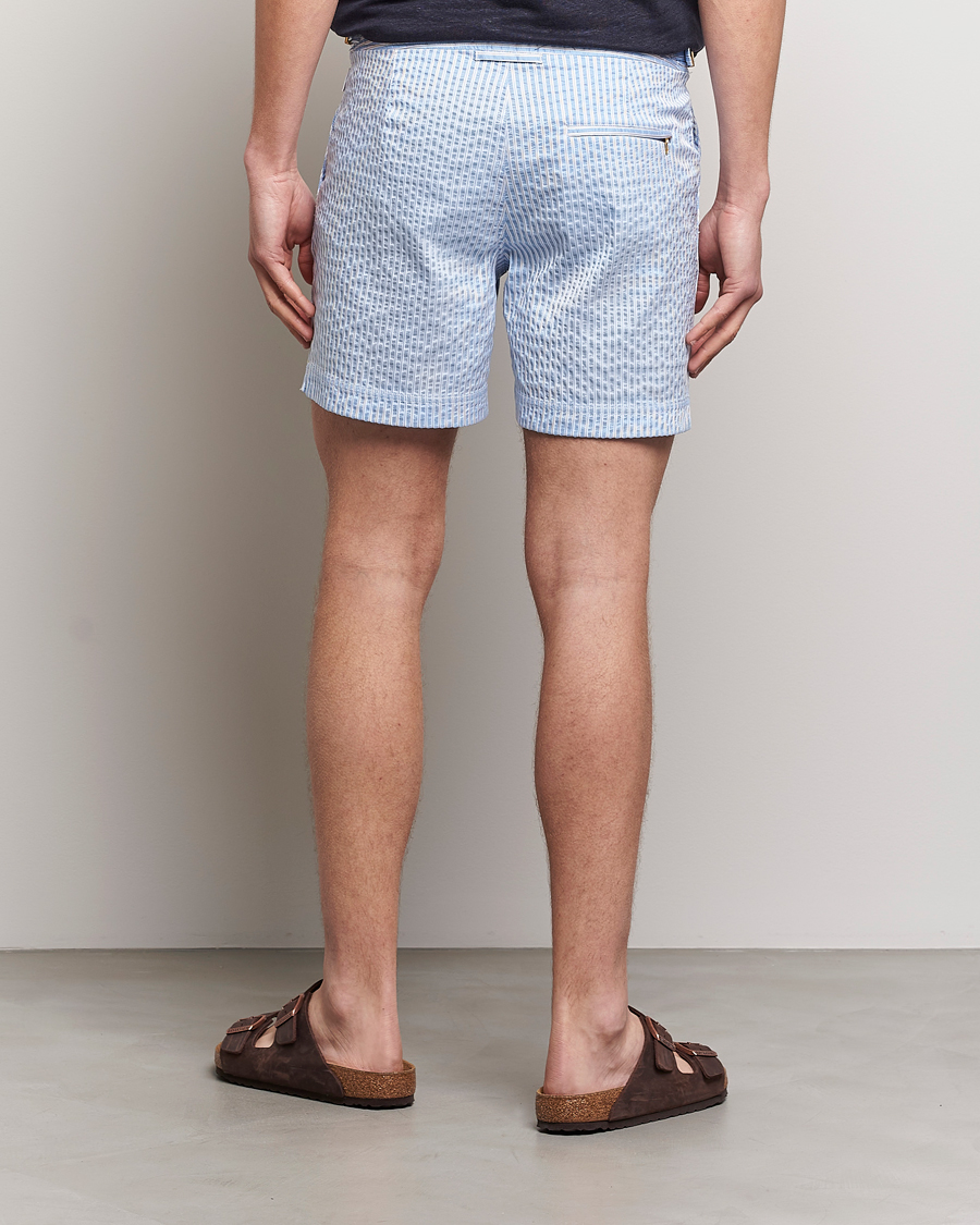 Herren | Badehosen | Orlebar Brown | Bulldog Classic Stripe Swimshorts White/Light Island Sky